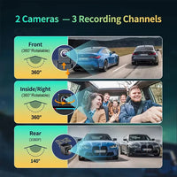 LEHX 7'' Dash Cam Car Radio Anadroid 14 Wireless Carplay Android Auto GPS DashCam Car DVR Front Inside Rear Dashbo Car Monitor