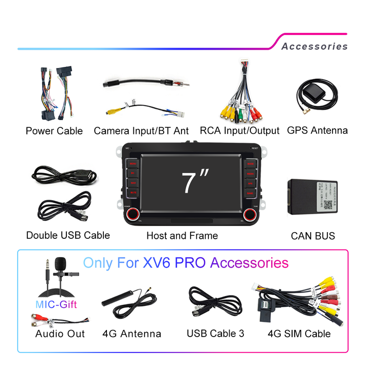 LEHX 7" Android 12 Car Radio for VW Volkswagen Passat B6 B7 Polo Amarok Skoda Octavia2 Tiguan Seat Leon Golf 5 Car DVD Player