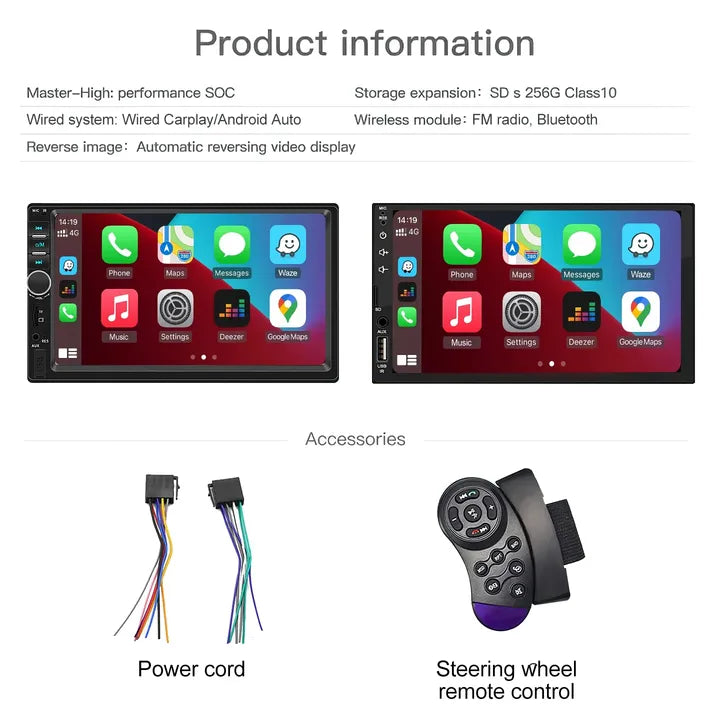 7'' IPS 1 Din Carplay Android Auto MirrorLink Car Radio Car Stereo Receiver 1Din Autoradio Bluetooth Headunit Car DVD Player