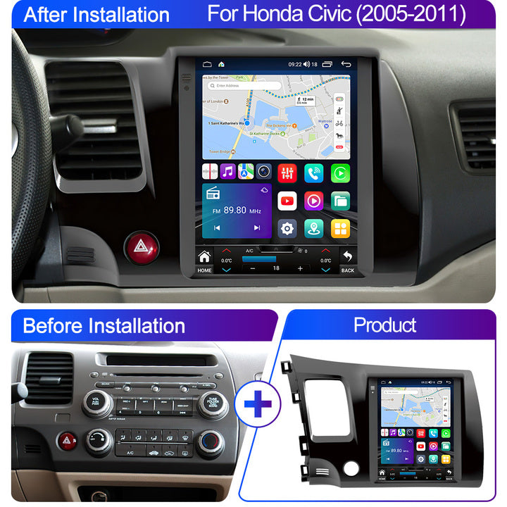 LEHX 8 Core for Tesla Style Android 12 Auto Carplay 4G for Honda Civic 2005 2006-2011 Car Radio Multimedia Player GPS Navigation