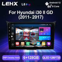 Автомагнитола LEHX L6Pro, 9 дюймов, Android, автомобильный мультимедийный монитор, плеер для Hyundai i30 II, 2 ГД, 2011-2017, GPS, Carplay, стерео 2 Din