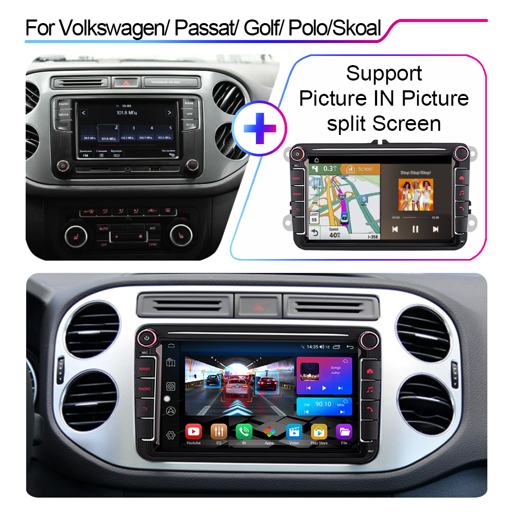 LEHX 2 Din Android Car Radio Stereo DVD Player for VW Volkswagen Golf Polo Passat B7 B6 Skoda Octavia Caplay GPS Car DVD Player