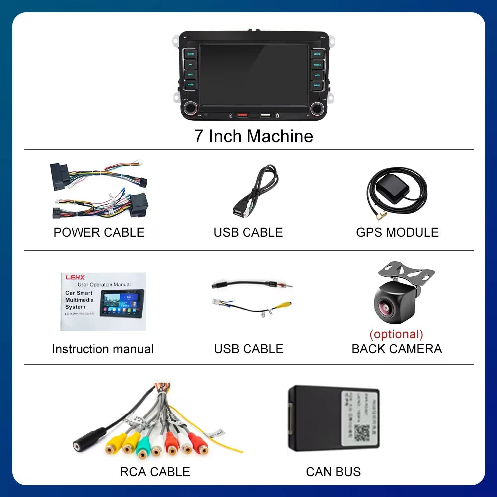 LEHX 2din Android Auto Car Radio Carplay for Volkswagen VW Passat Golf Jetta Polo Skoda Autoradio GPS Car DVD Player
