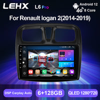 LEHX Car Radio Video Player for Renault Logan 2 Sandero 2 2014 -2019 Symbol Android 12 2 Din Auto Carplay Gps Car DVD Player